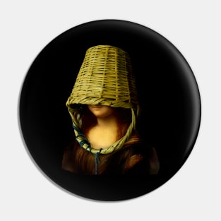 Silly Mona Lisa Head On A Basket Pin