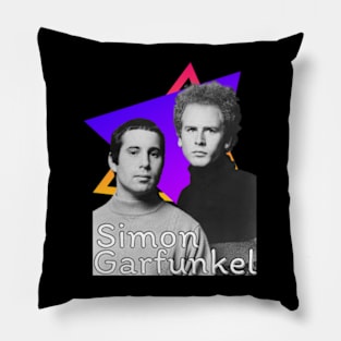 Simon & Garfunkel folk rock duo art 90s style retro vintage 80s Pillow