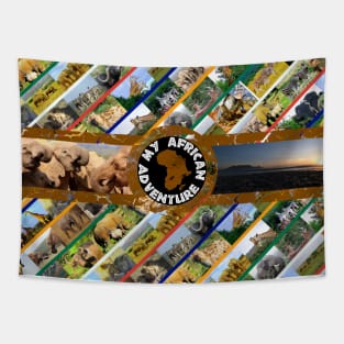 My African Adventure Wildlife Collage Tapestry