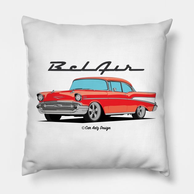 57 Bel Air Red Pillow by Car-Artz-Design