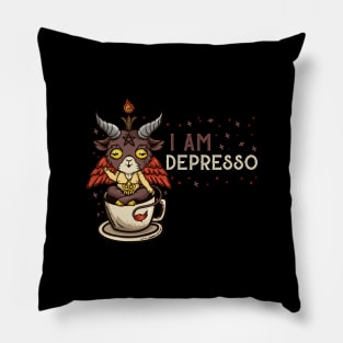 I Am Depresso - Satanic Coffee Baphomet T-Shirt Pillow