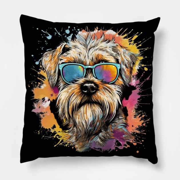 Soft-coated Wheaten Terrier with a splash of color Pillow by NatashaCuteShop