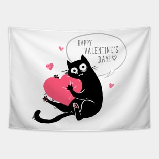 happy valentines day, heart cat love day Tapestry