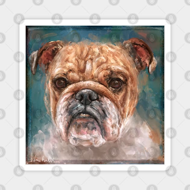 Painting of a Bulldog with Angry Face Magnet by ibadishi