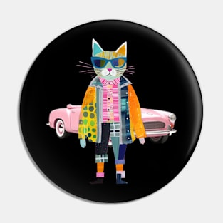 Modern Cat Car Pin