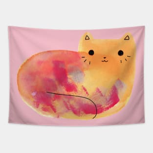 Colorful Watercolor Cat Tapestry