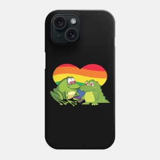 cute frog and gator in love pride heart Phone Case