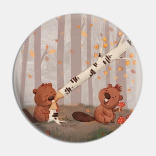 Funny beavers Pin