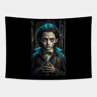 Young victorian vampire portrait Tapestry