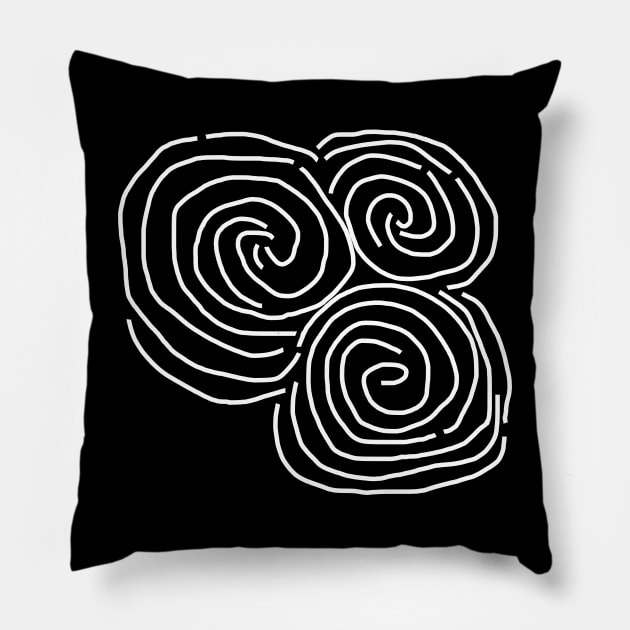 Celtic Spiral Irish White Line Drawing Pillow by ellenhenryart