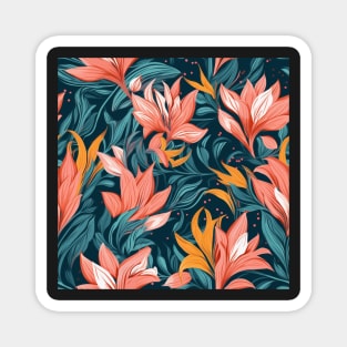 Bright Pink Seamless Floral Pattern Magnet