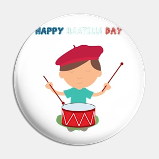 Little Kid and French Drum - Bastille Day Pin