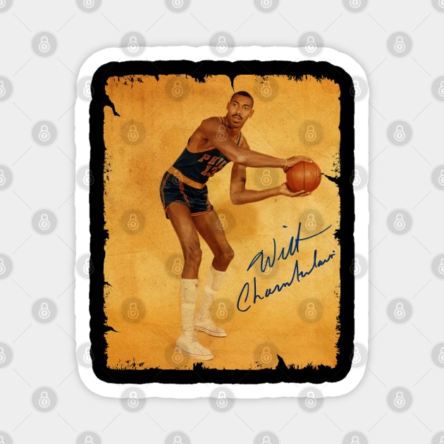Wilt Chamberlain - Vintage Design Of Basketball Magnet by JULIAN AKBAR PROJECT
