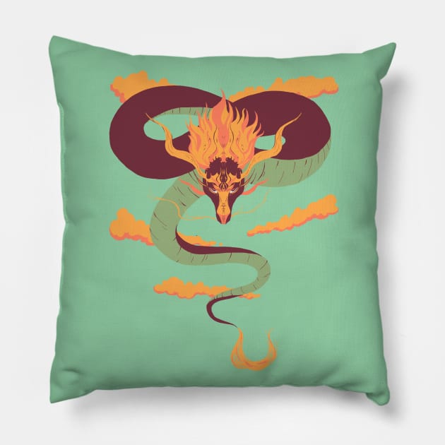 Sunset dragon Pillow by MaRinekiee