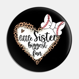 Baseball Little Sister Biggest Fan   Sister Baseball Heart Pin