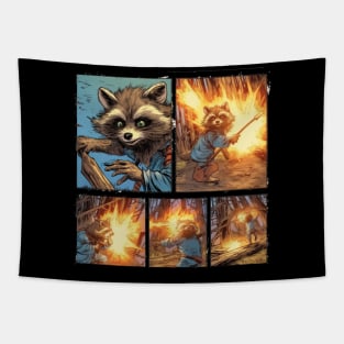 Street Cats need your Support - Vintage Raccoon Comic Cartoon Sticker T-shirt Tapestry