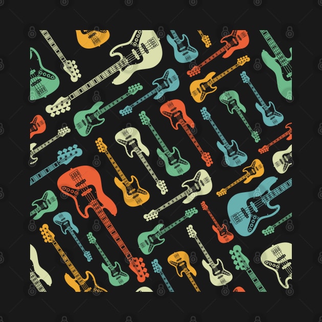 Bass Guitar Seamless Pattern Retro Theme by nightsworthy