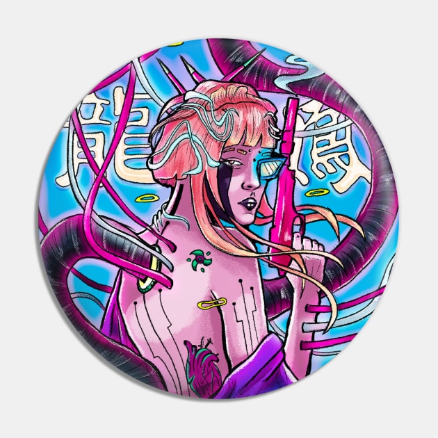 Cyberpunk Anime Girl - Futuristic Sci-Fi Design - Cyberpunk - Sticker