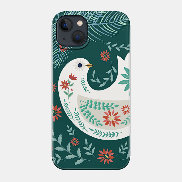 Folk Art Christmas Dove - Dove - Phone Case