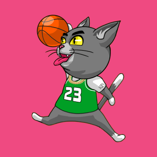 Basketball Cat grey T-Shirt