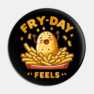 Fry Day Feels | Cute potato with text Friday feels | Funny Potato Puns Pin