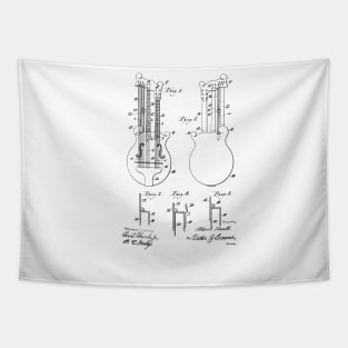 Double Bass Guitar Vintage Patent Hand Drawing Tapestry