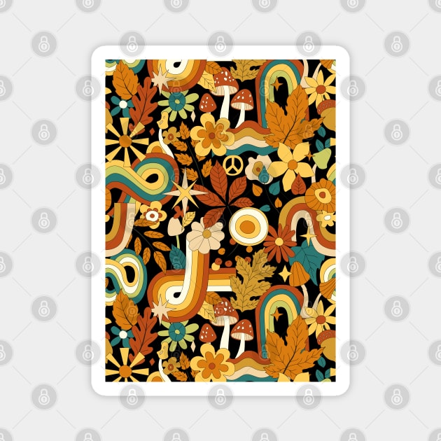Retro Floral Peace Pattern Magnet by The WYLD Tribe
