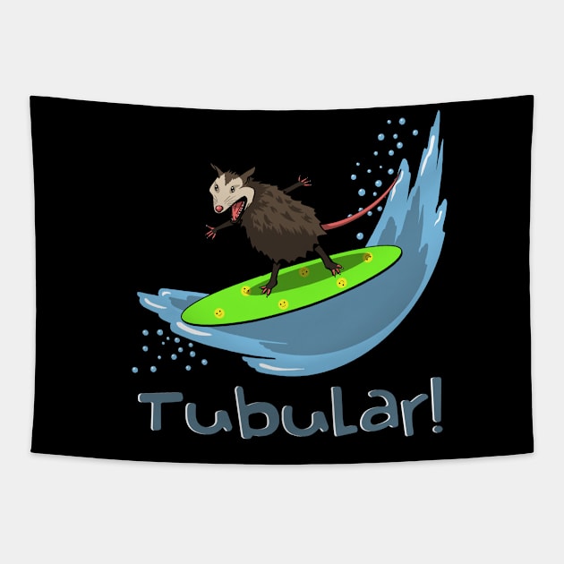 Surfing opossum tubular Tapestry by Simmerika