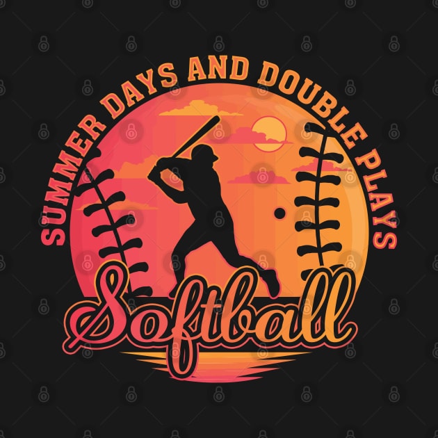 Summer Days and Double Plays Fastpitch Softball Summer Sunset Softball Player Mom by TeeCreations