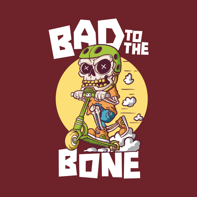 Bad to the Bone // Cute Scooter Skeleton by SLAG_Creative