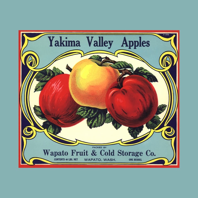 Vintage Yakima Valley Apples Fruit Crate Label by MasterpieceCafe