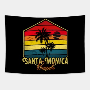 Santa Monica Beach Surfing California Retro Tapestry