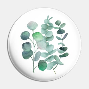 Watercolor, eucalyptus, leaves, botanical, painting, green Pin