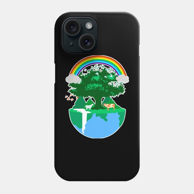 Beautiful earth Rainbow and Animals International Earth day Phone Case by RJ-Creative Art