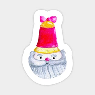 Cute Santa Bell Christmas Ornament Illustration - Watercolor Magnet