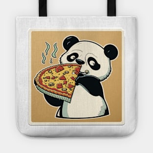 Cute Lovely Panda Cartoon Eats Pizza Funny Tote