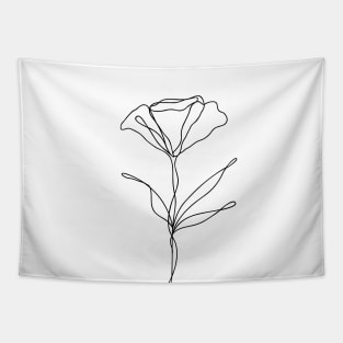 Wildflower Line Art | Floral Botanical Minimalist Lineart Tapestry