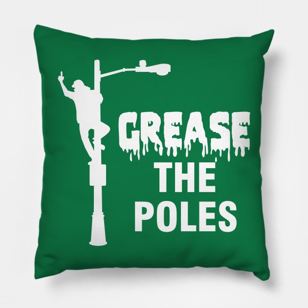 Grease The Poles Pillow by Tom Stiglich Cartoons