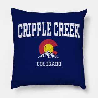 Cripple Creek Colorado CO Vintage Athletic Mountains Pillow