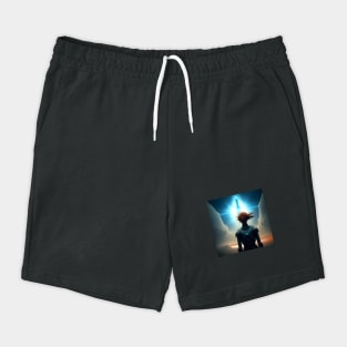 Girl astronaut witnessing rocket ship launch Shorts
