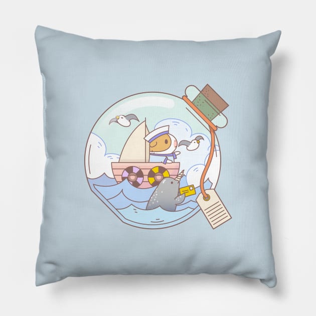 Bubu and Moonch, A Jar of Adventure Pillow by Noristudio