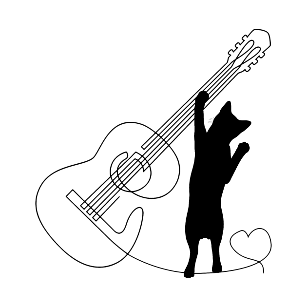 Cat loves guitar Tshirt by MasutaroOracle