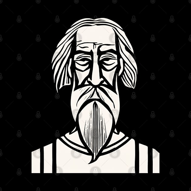 Bearded Man Woodcut Design by ArtShare