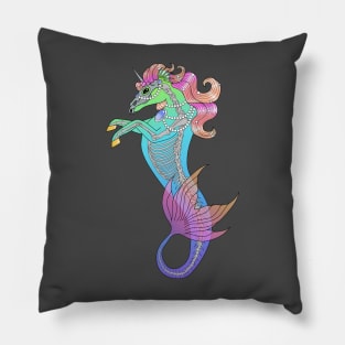 Sea Unicorn (neon) Pillow