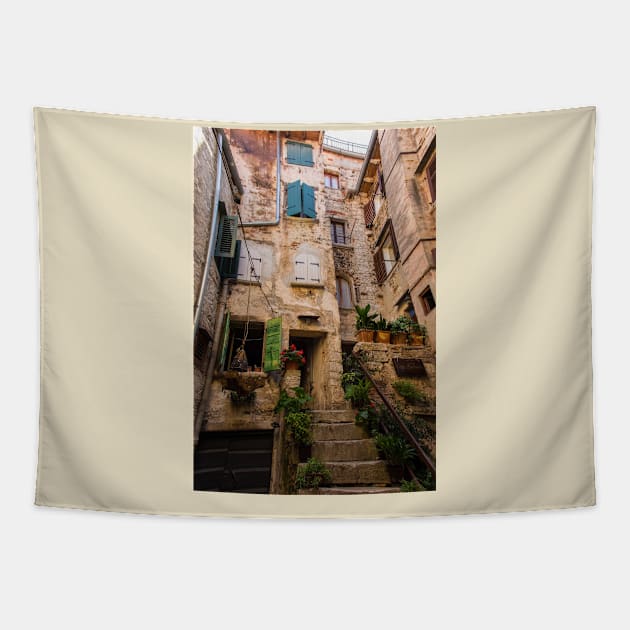 Buildings in Rovinj, Croatia Tapestry by jojobob