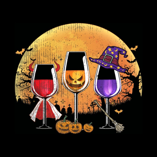 Three wine glasses Halloween Shirt Pumpkin Halloween gifts by williamarmin