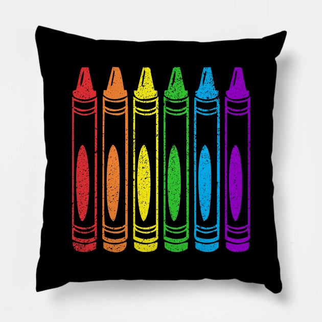 Gay Pride Rainbow Crayons Pillow by Muzehack