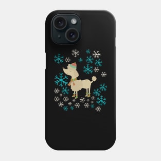 Poodle Dog walk in snow Phone Case