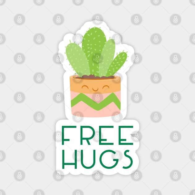 Free Hugs Cute Cactus House Plant Magnet by sentinelsupplyco