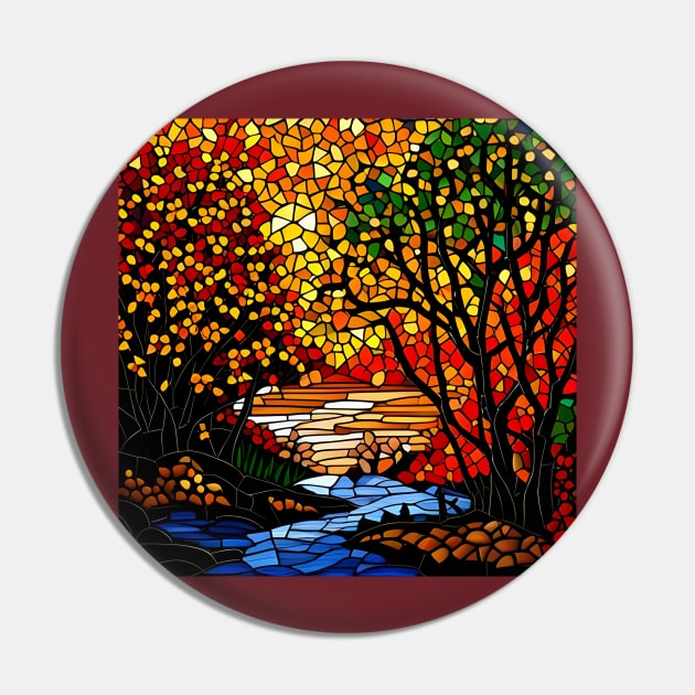 Stained Glass Autumn Foliage Pin by Chance Two Designs